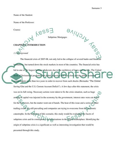 The Role of Banks: Subprime Mortgages