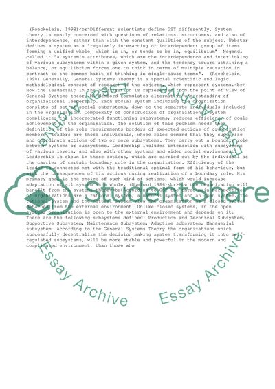 The Definition of General Systems Theory