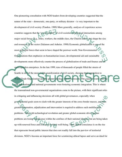 The Contributions of Non-Governmental Organizations to the Development of Civil Society