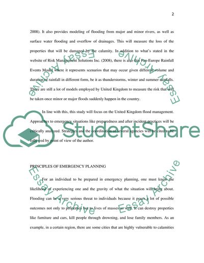 Disaster Management & Emergency Planning: Floods in UK