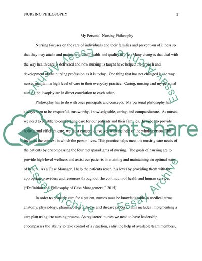 My Personal Nursing Philosophy