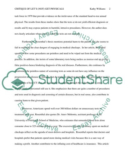 Critical Paper of Lets (Not) Get Physicals