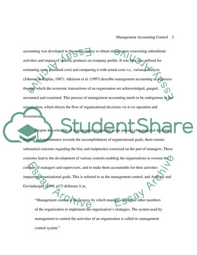 Management accounting - contemporary approach