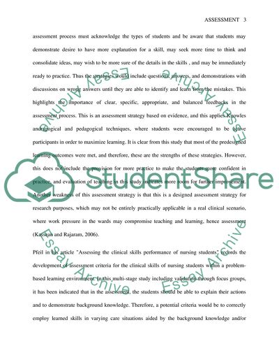 Current Practice in Assessment of Undergraduate Nursing Student Clinical Skills