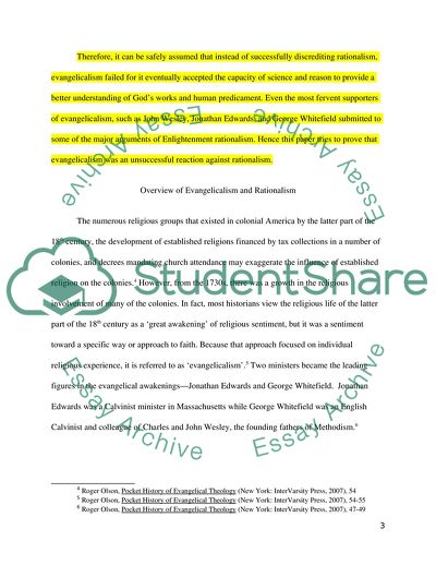 Evangelicalism: An Unsuccessful Movement against Rationalism