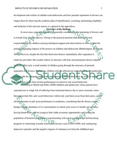 Negative Impacts of Separation or Divorce on Children and Adolescents