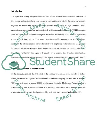 Environmental Analysis of McDonalds in Australia