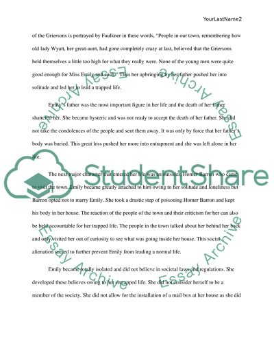 The concept of Emily Grierson as a trapped individual