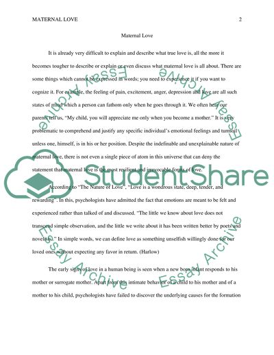 Maternal Love and The Nature of Love