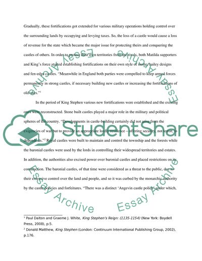 The military, political and social importance of the castle in King Stephens reign