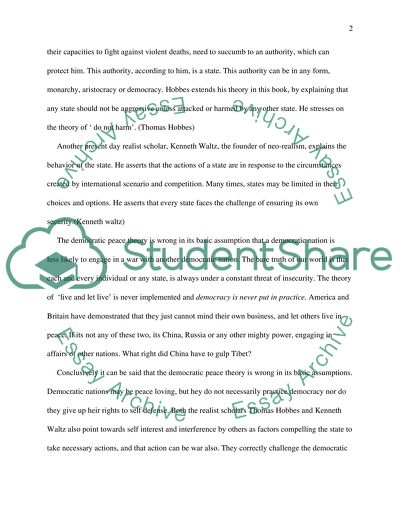 Democratic peace theory: a realistic challenge