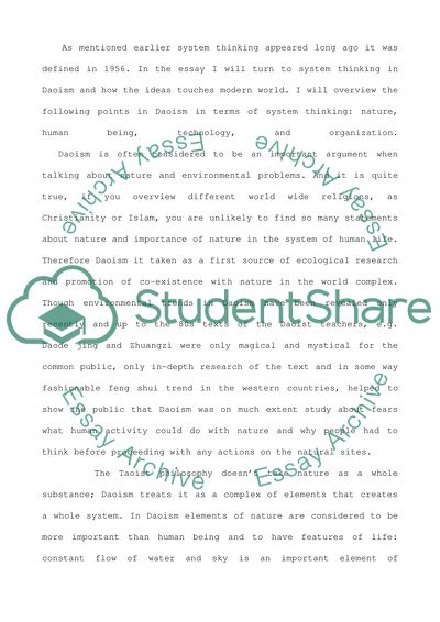 Daoism as a Way as Systems Thinking