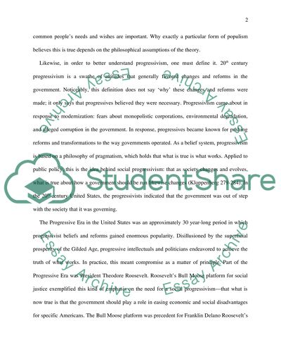 Populism, Progressivism, the New Deal and the War on Poverty