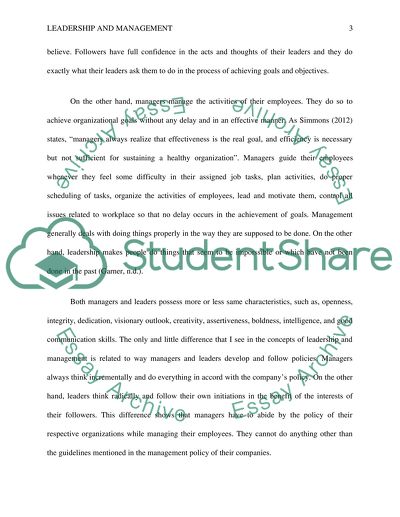 Leadership and Management