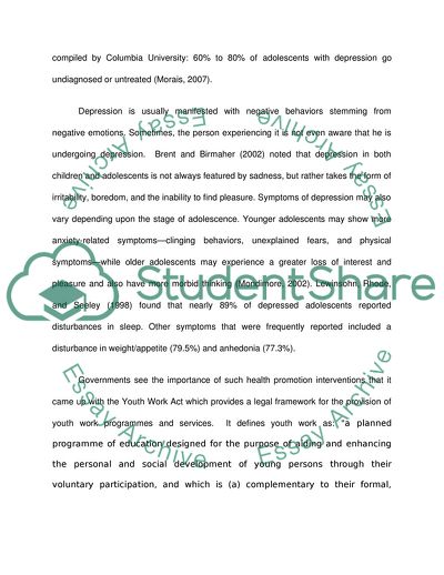 A Health Promotion Intervention for Adolescents Suffering from Depression