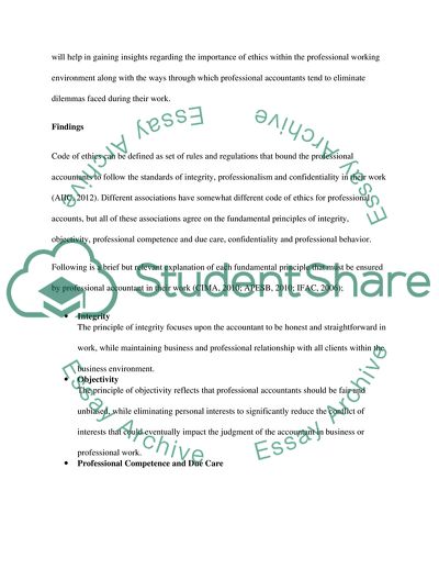 Code of Accountant Professional Ethics