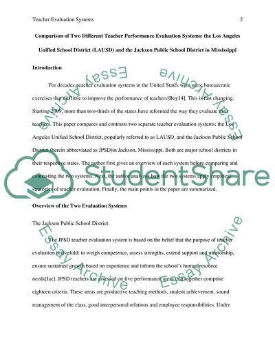 Comparing 2 Different School Districts Evaluation Systems