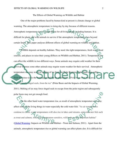 The Effects of Global Warming on Wildlife and Habitat