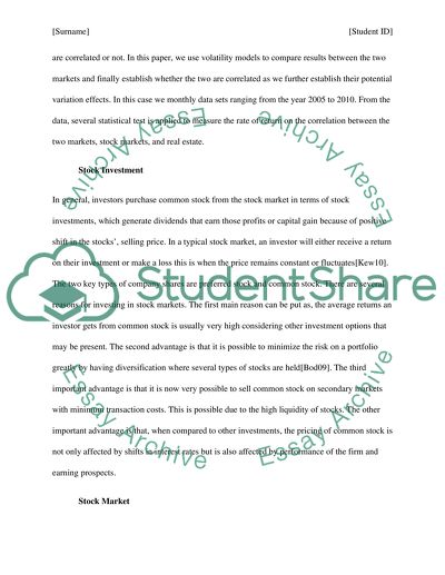 Return Correlation Between Stock Markets and Real Estates
