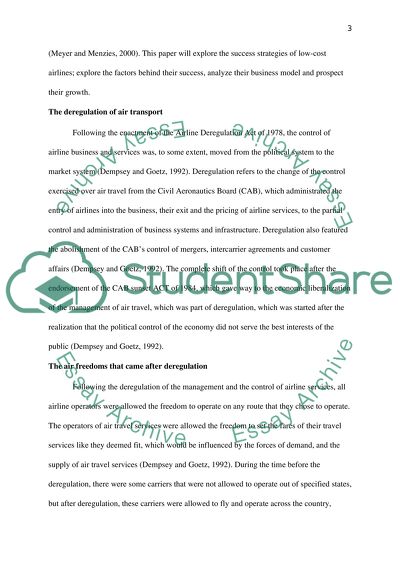 The Increased Uptake of Low-Cost Airlines