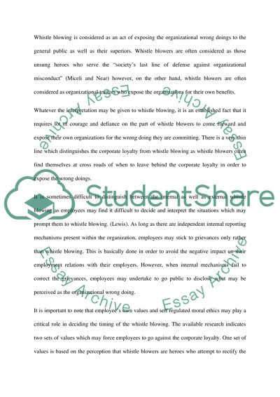 Whistle blowing essays