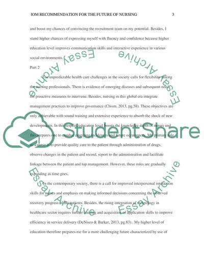 IOM Recommendation for the Future of Nursing