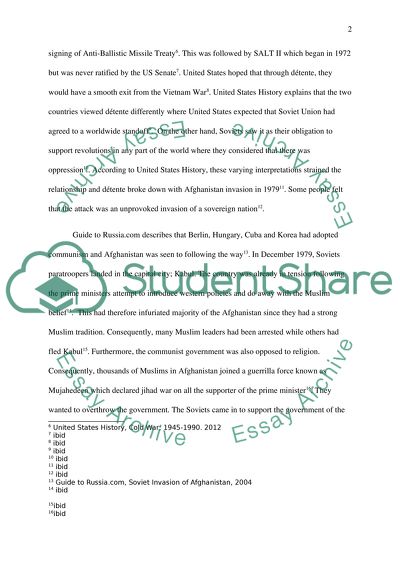 Was Afghanistan Invasion of 1979 and Occasion and not the Cause of the End of Detente