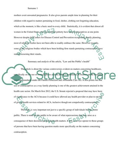 Law and the Publics Health: Current Change in Health Care