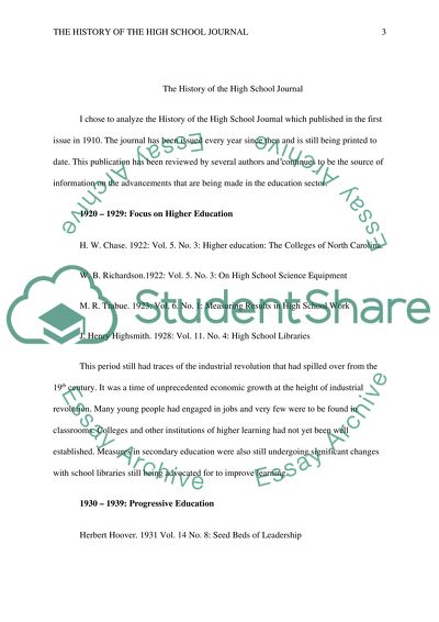 The history of The High School Journal