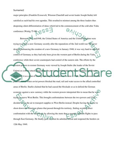 The Cause and the Significance of the Berlin Blockade to the Cold War