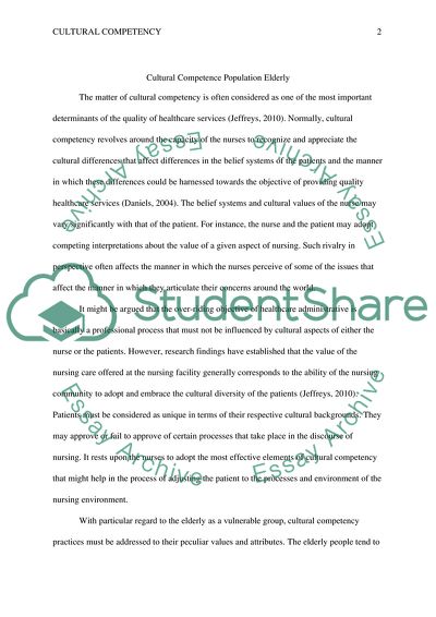 Cultural Competence Population Elderly