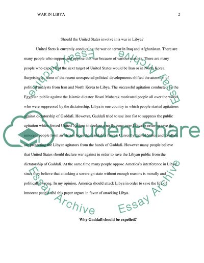 Should the United States involve in a war in Libya