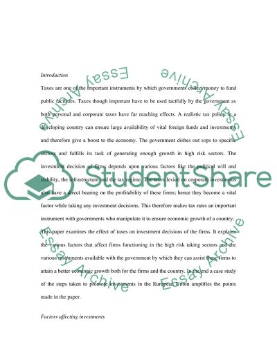 Effect of Taxation on the Investment Decision in Firms