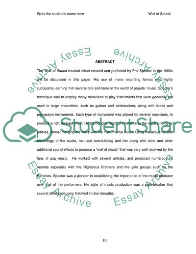 The Wall of Sound Production Technique: Its Importance in the Music Industry