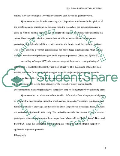 Methods Used in Psychological Research