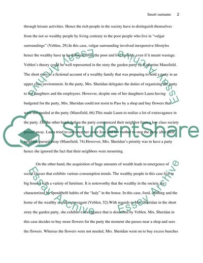 The golden party- Kathrine mansfield and Veblen