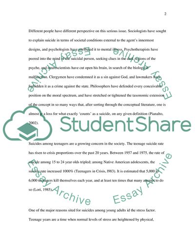 Adolescent Suicide and Adolescent Social Groups