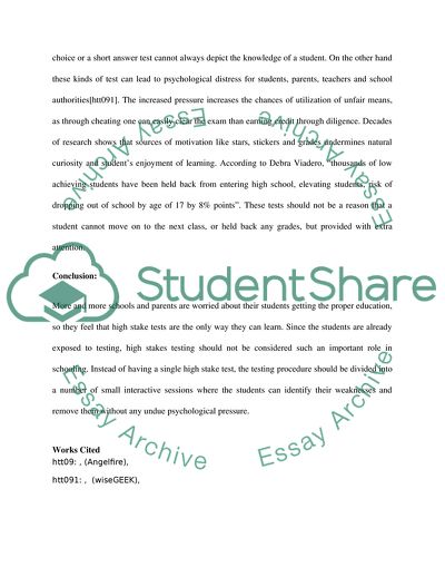 High-Stakes Testing in Schools