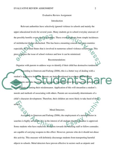 Evaluative Review Assignment