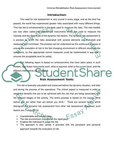Criminal Rehabilitation Risk Assessment Instruments