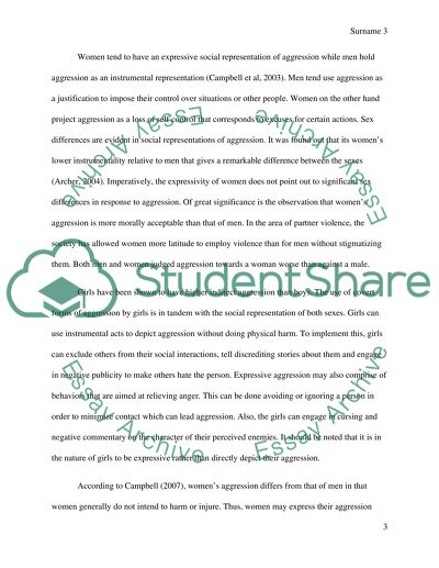 Gender differences in aggression with specific reference to Anne Campbells work