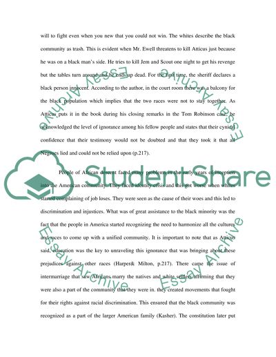 From the book TO KILL A MOCKINGBIRD - tHE SCOURGE OF RACISM