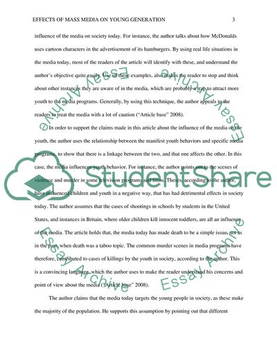 Effects of Mass Media on Young Generation