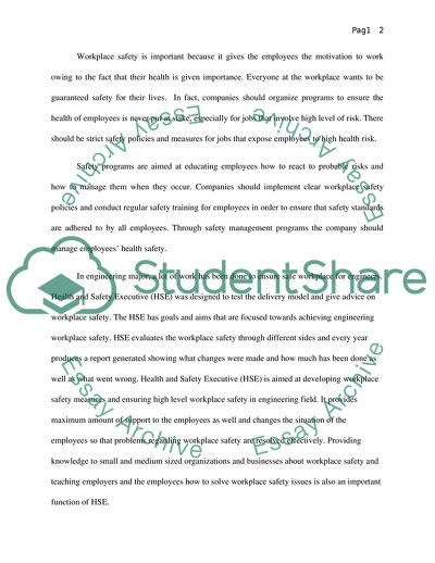 Workplace Safety in Engineering