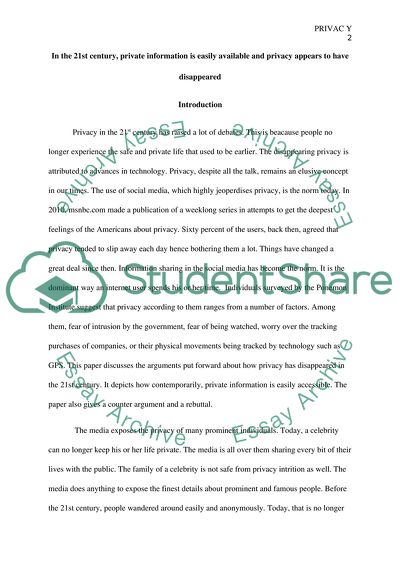 Privacy In The 21st Century Essay Example Topics And Well Written Essays 1250 Words