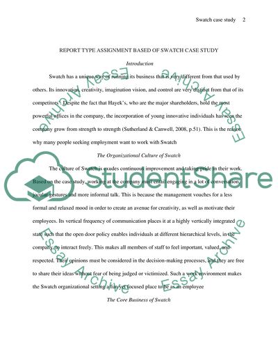 Report Type Assignment Based of Swatch Case Study