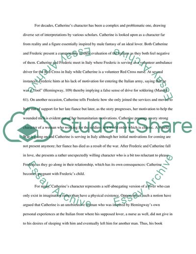 Reality and Fantasy of Ernest Hemingway, A Farewell to Arms