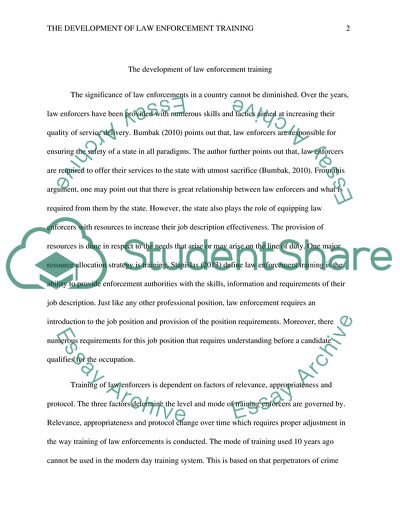 The Development of Law Enforcement Training