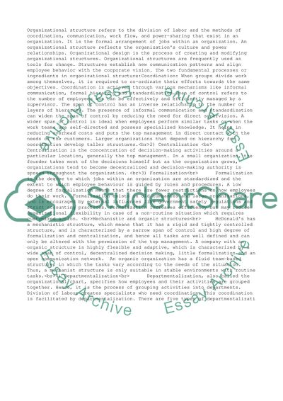 Organizational structure and design