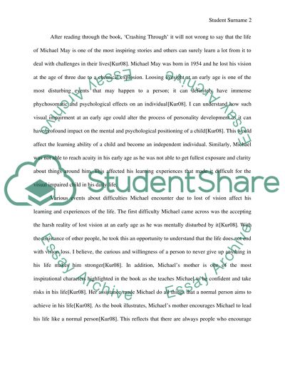 Book Report / Reactionary Paper on the book CRASHING THROUGH